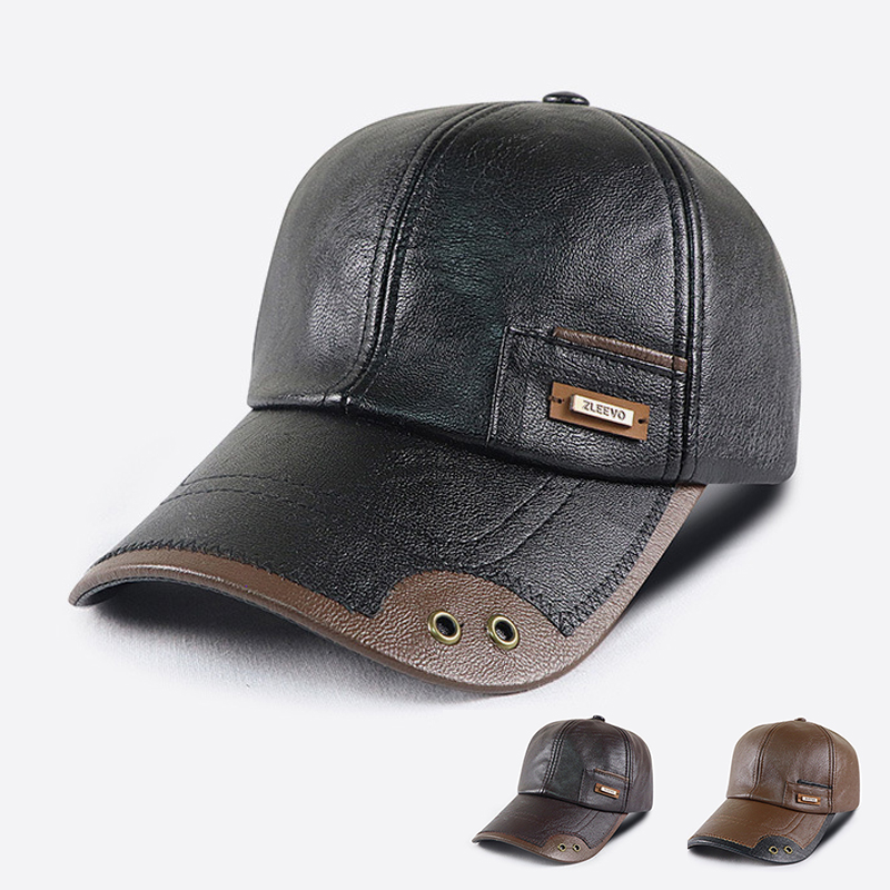 Baseball Cap Structured - Retro Czapka Bejsbolówka Męska ze Skóry