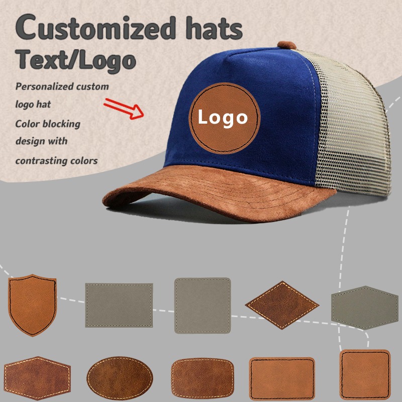 Baseball Cap Structured - Skórzana etykieta Niestandardowe logo Pięciopanelowa zamszowa