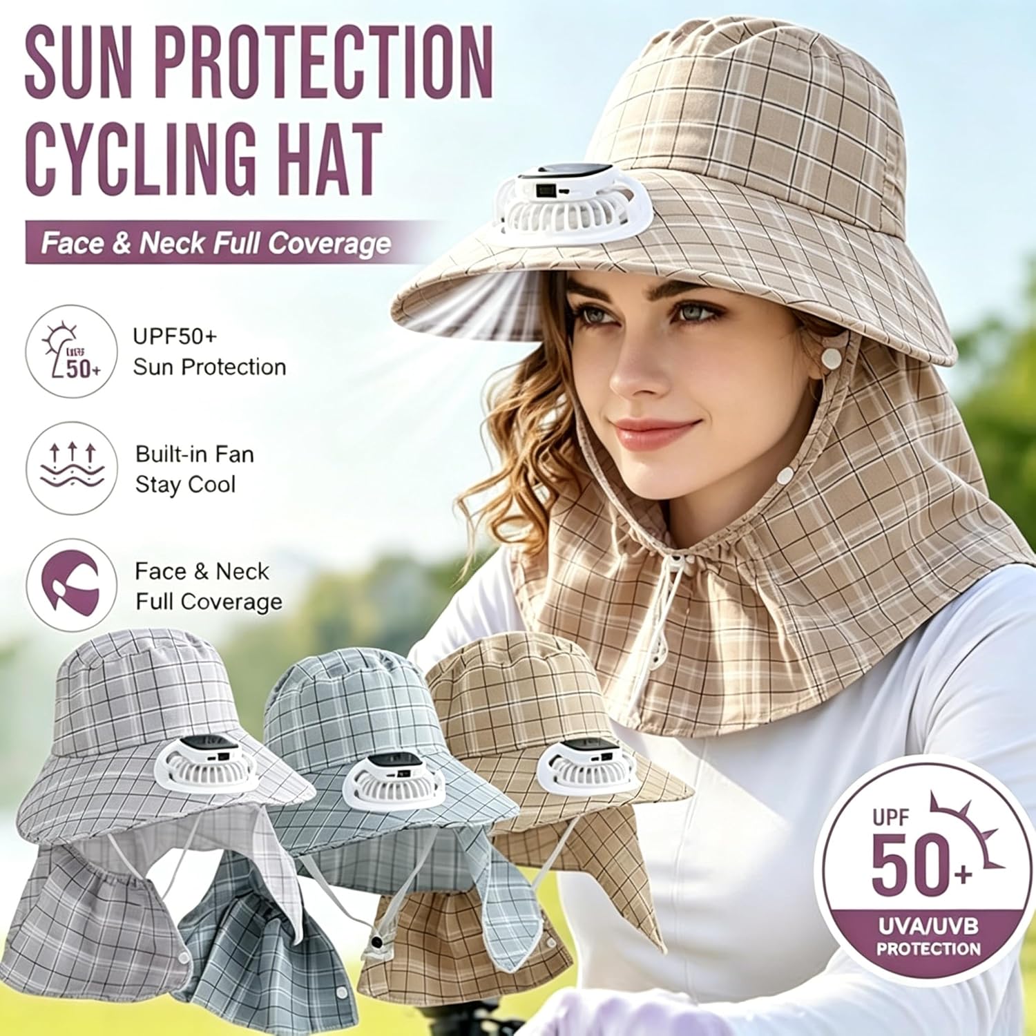 Visor Sun Hat - 1 szt. Czapka z wentylatorem solarnym,