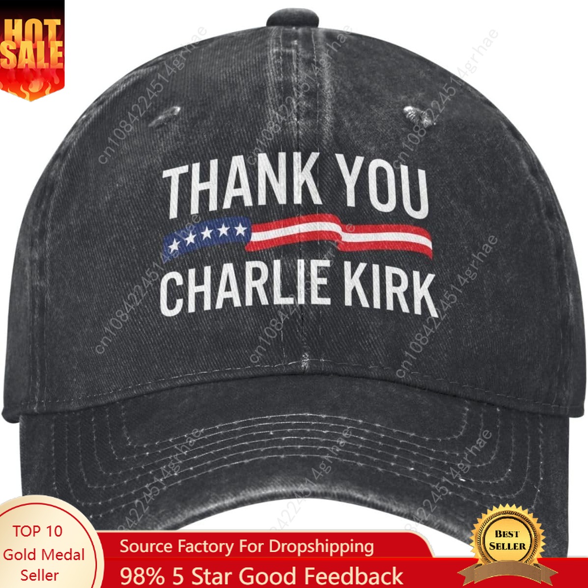Dad Hat Cotton - Czapka Trewrdt Thank You Charlie Kirk,