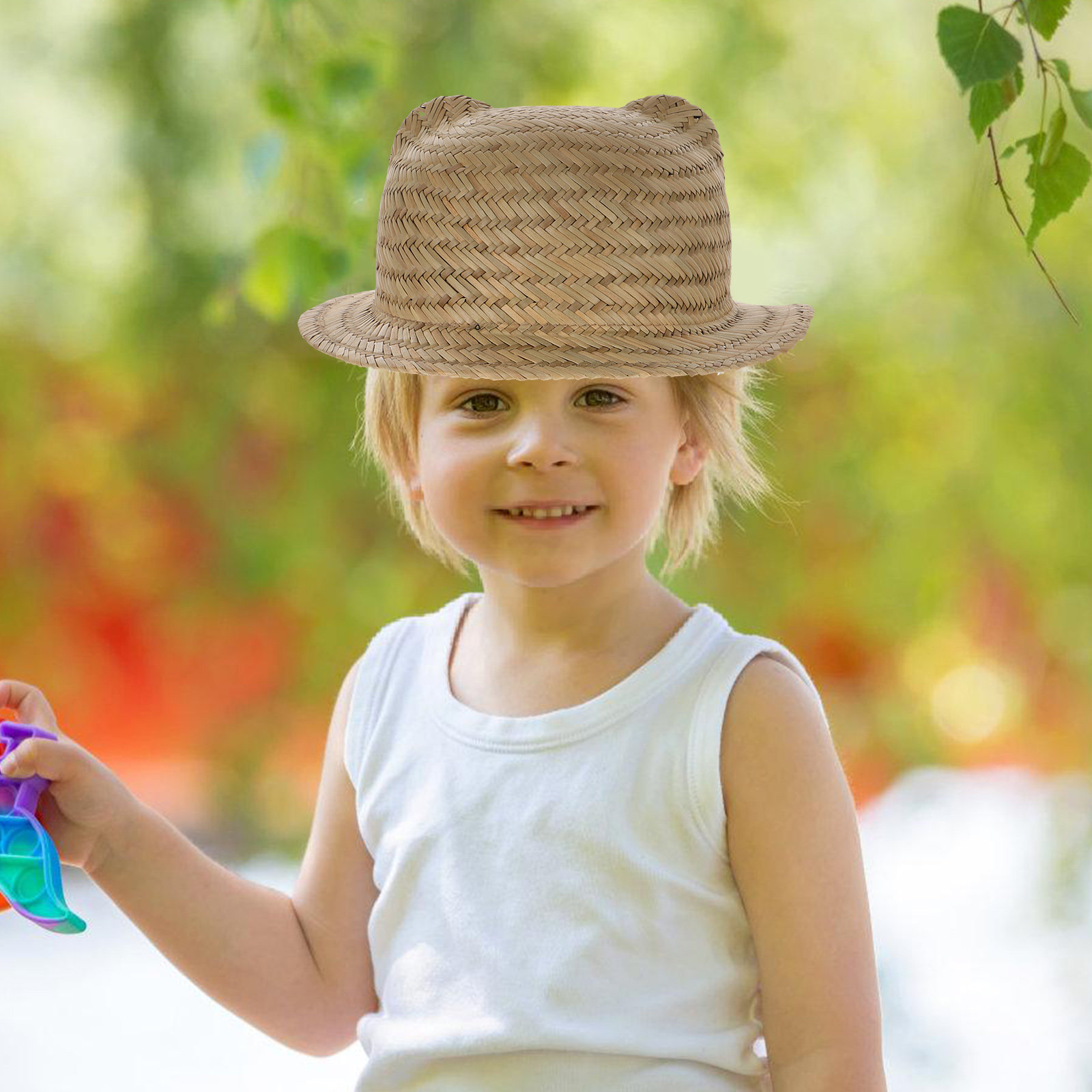 Sun Hat Wide Brim - Dziecięcy kapelusz słomkowy z szerokim rondem,