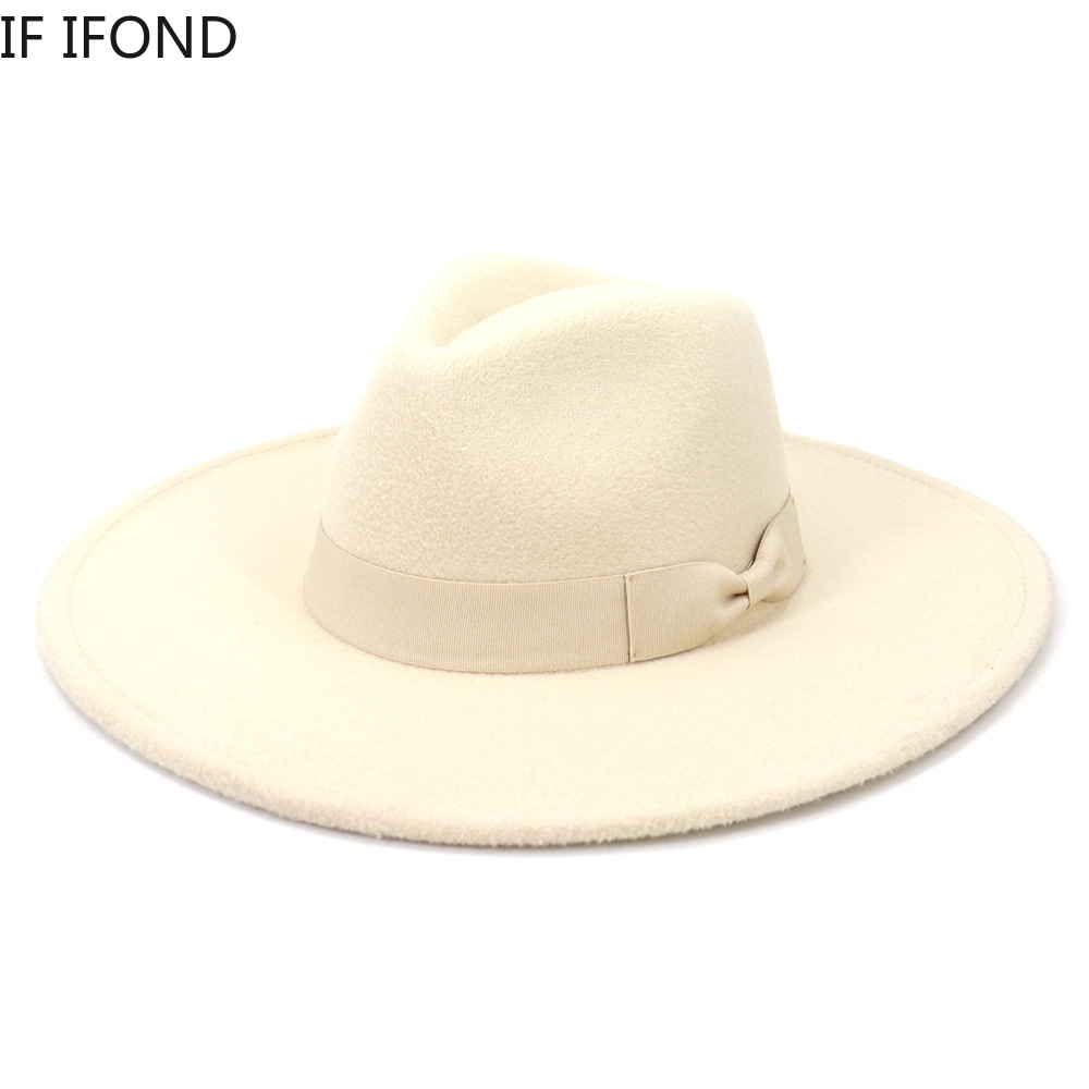 Fedora Hat Wool - Duże szerokie rondo damskie kapelusze 2021