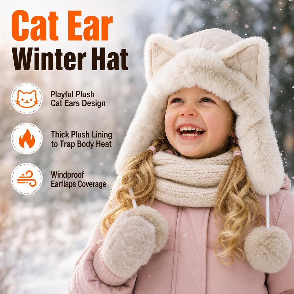 Winter Trapper Hat - Pluszowa czapka zimowa typu trapper z
