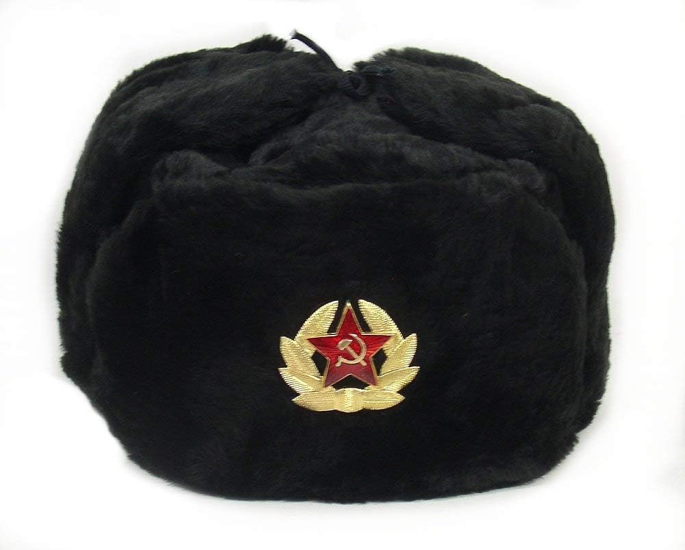 Winter Trapper Hat - Rosyjski Kapelusz Armii Radzieckiej Odznaka Wojskowa