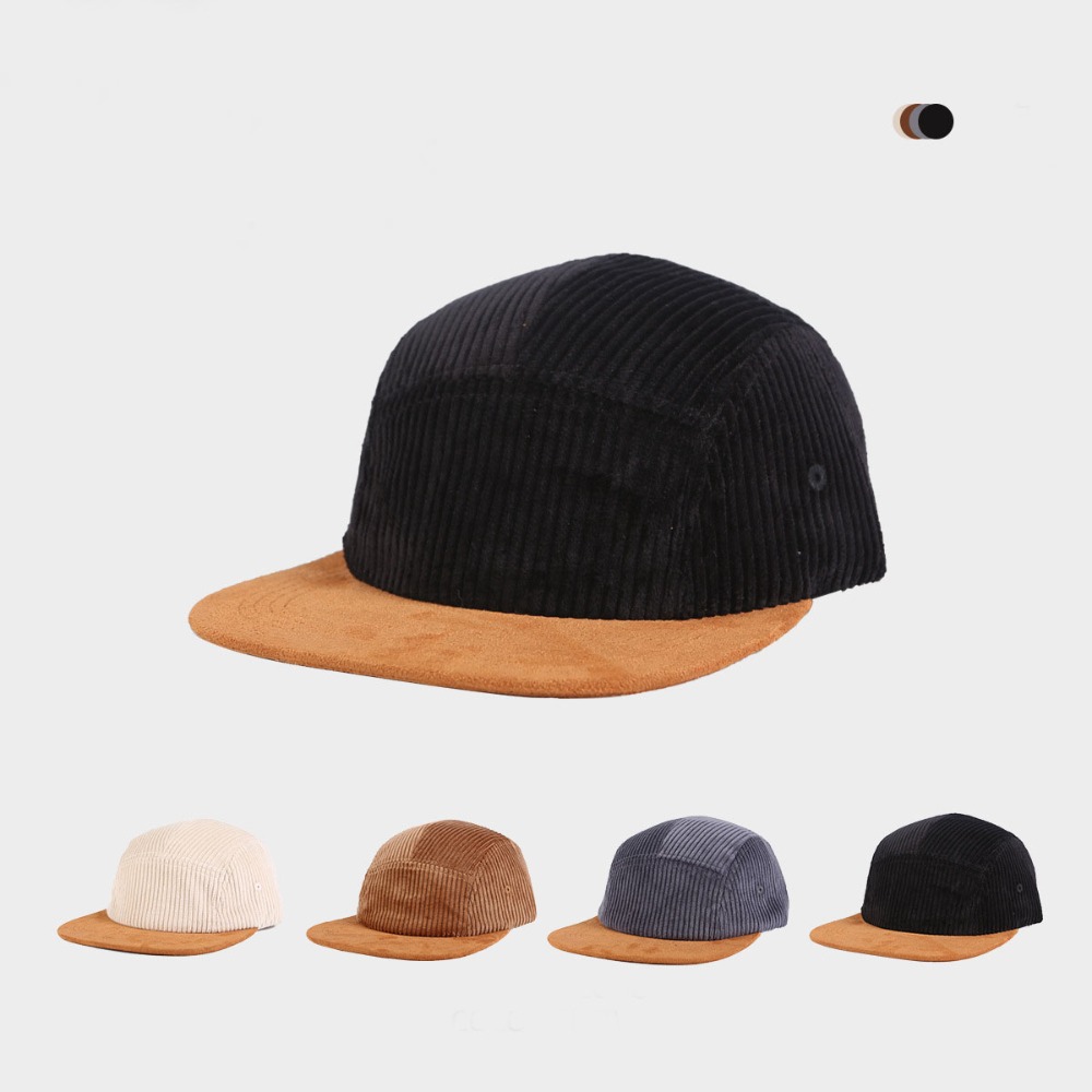 Corduroy Cap 5 Panel - Wszechstronna Retro Czapka Bejsbolówka z Płaskim