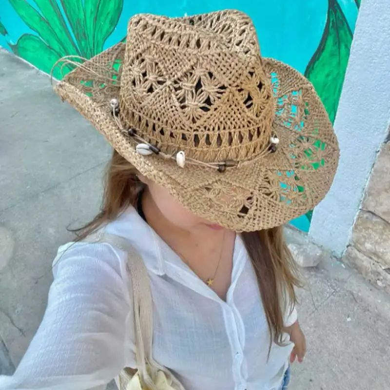 Cowboy Hat Straw - Letni słomkowy kapelusz plażowy damski męski