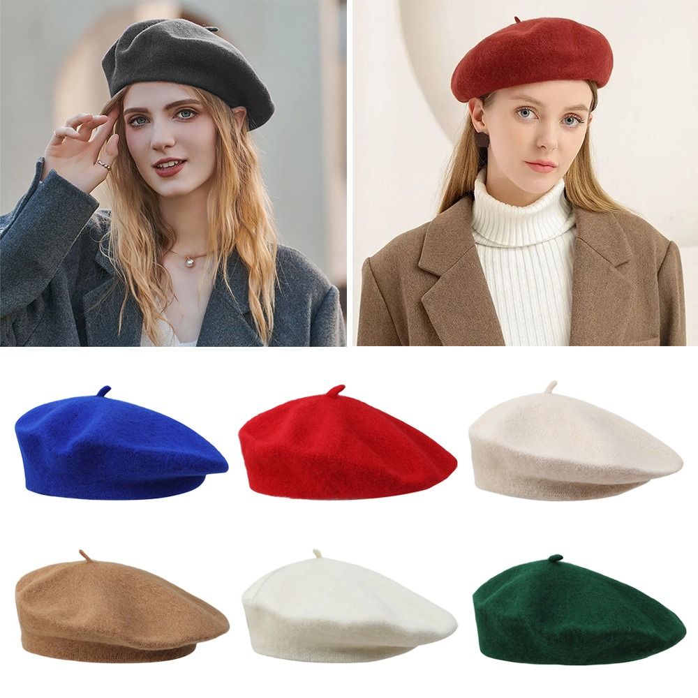 Beret French Wool - Modny, ciepły, zimowy beret z wełny,