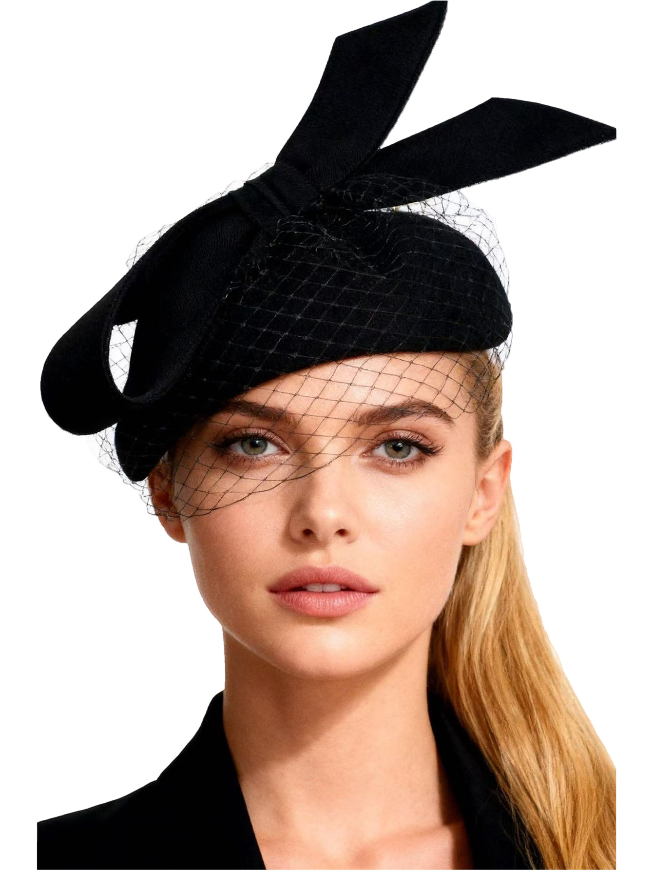 Beret French Wool - Francuski biały beret fascynator zimowy elegancki