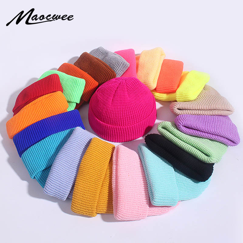 Beanie Cuffed Knit - Unisex zima dziecko prążkowana dzianina mankiet