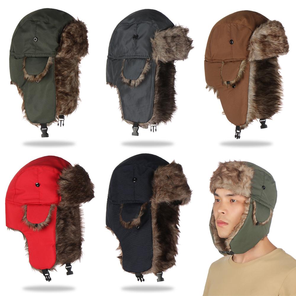 Winter Trapper Hat - Męskie Damskie Futrzane Czapki Traperki Narciarskie